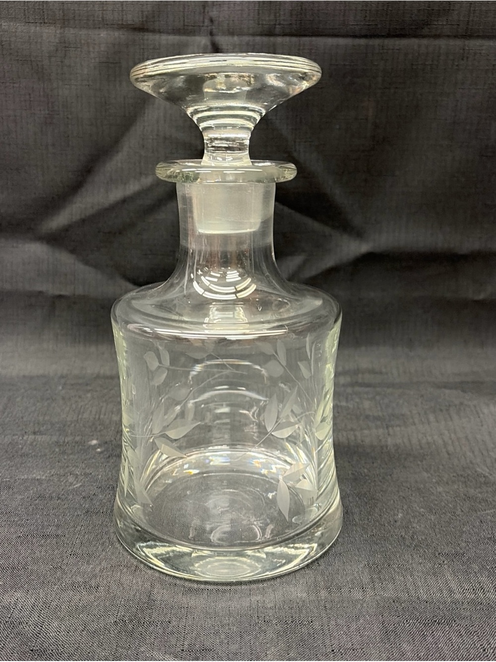 Vintage Princess House Etched Floral Lead Crystal 9” Decanter